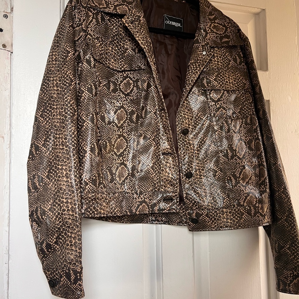Brown Snake Print Women's Jacket